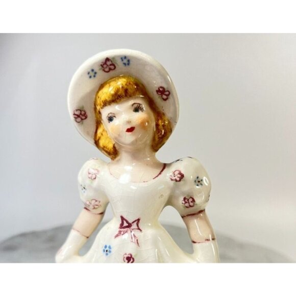 Vtg Ceramics Collection Victoria 7" Figurine Girl Floral Dress Bonnet ** - Picture 2 of 5